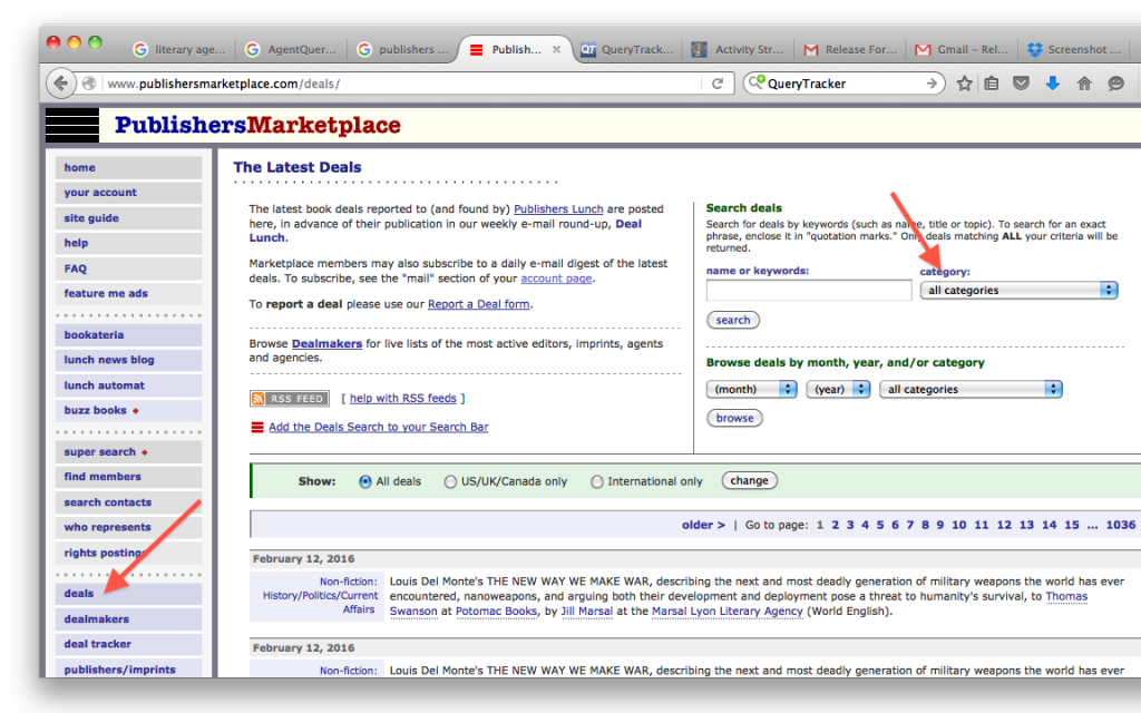 Finding an agent on Publishers Marketplace