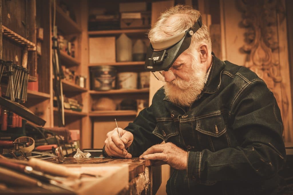 woodworker in home shop