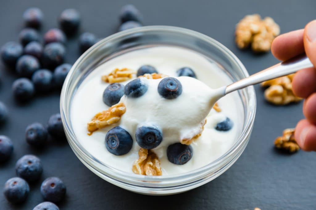 yogurt and blueberries