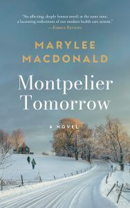Book title plus a snowy scene showing a mother and daughter walking up a hill in Vermont